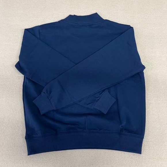 Parke deep blue round-neck long-sleeve sports hoodie - Picture 2 of 5